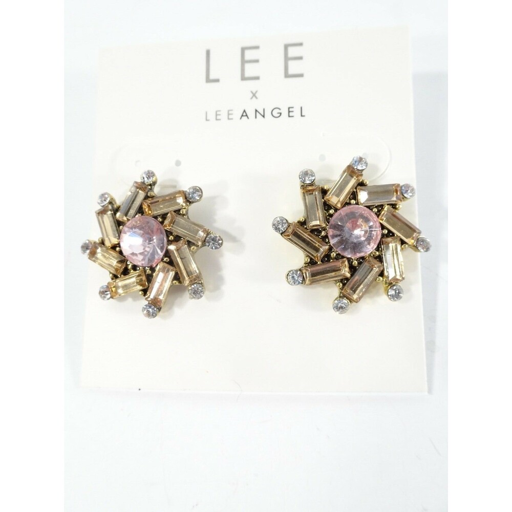 LEE by Lee Angel Women's  Iridescence Kaleidoscope Pinwheel Stud Earrings NWT 70